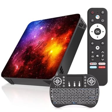 Caja de TV Android 12 4GB de RAM, 64GB de ROM 3D 4K UHD Caja de TV Inteligente de Cuatro núcleos Soporta WiFi de Doble Banda 2,4 G/5 G Bluetooth 4.2 HDMI USB 2.0 Incluye Mini Protector inalámbrico
