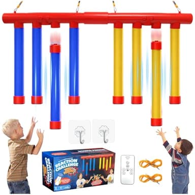 Juego de captura de palos Amarillo Azul Dual Color Mejorado Palos de caída Juguete de juego con 3 velocidades Entrenador de coordinación de ojos de mano divertido para niños Adultos Ideal para fiestas