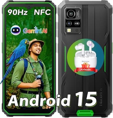 Blackview BV4800SE Movil Resistente(285g), 6.56" 90Hz HD+, 12GB+ 64GB/2TB Móvil Irrompible, 16MP Smartphone, T615 Octa-core/4G Dual SIM/NFC/GPS/Gemini AI/Face ID Moviles Android 15