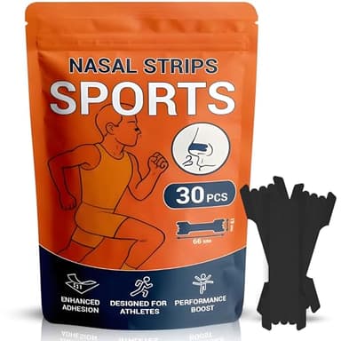 VERY IMPORTANT RUNNER - Pack 30 Tiras Nasales Deportivas Negras - Optimiza el Rendimiento Deportivo - Mejora la Respiración por la Nariz - Ideal para Correr, Fitness, Tenis, Ciclismo (66 x 19 mm)