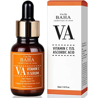 Cos de BAHA Vitamin C Facial Serum with L-Ascorbic Acid 15% + Vitamin B5 - Korean Skin Care for Fades Age Spots and Sun Damage + Dark Spots and Acne Scars, 1fl oz (30ml)