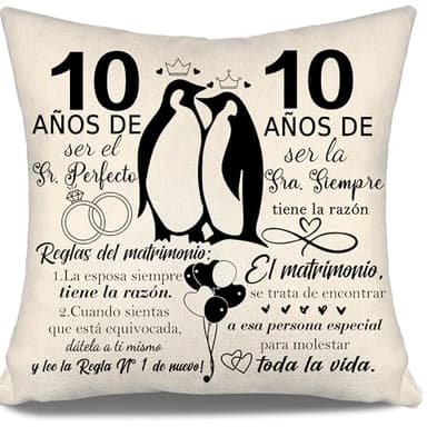 Aosumin 10 años de ser el Sr 10 años de ser la Sra. Siempre Tiene la razón Aniversario Funda de Cojín para Parejas Mujeres Hombres Esposa Marido Matrimonio Regalo 10º Aniversario Regalo (10-b)