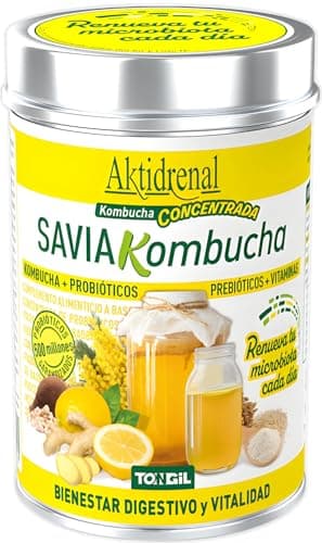Kombucha Natural en Polvo 100 gr | Té de Kombucha con Probióticos, Prebióticos y Fibra | Renueva la Microbiota | Sin Azúcar, Con Vitaminas 100% Vegetales | 10 Porciones | TONGIL