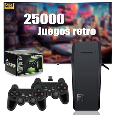 Consola de juegos retro M8, 64 GB, nostalgia, más de 25 000 videojuegos plug and play para TV, 12 emuladores, consola de videojuegos retro compatible con salida 4K HD, 2 controladores inalámbricos