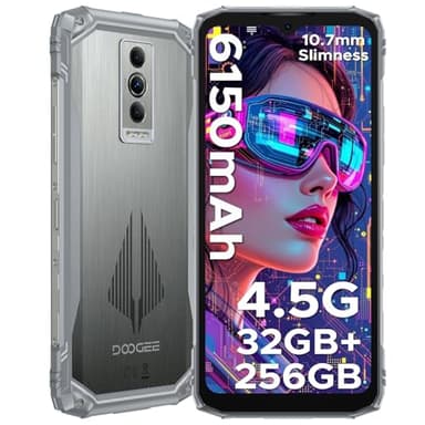 DOOGEE Blade10 Pro Energy Movil Irrompible Android 15, Móvil Resistente 32GB+256GB/2TB, 6150mAh Batería, 50MP Cámara Móvil Rugerizado, 10.7mm, 6.56" HD, IP68 / IP69K / MIL-STD-810H/NFC/OTG/GPS