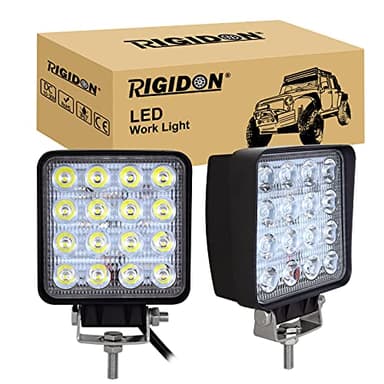 RIGIDON 2 Pcs Faro de trabajo rectangular, 4 pulgadas 48W, Spot lámpara trabajo led para off road camión coche ATV SUV 4x4 Tractor, Faros trabajo led 12v 24v Spotlights faros antiniebla,6000K Blanco
