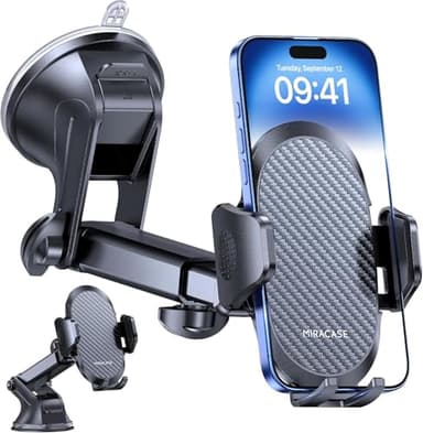 Miracase Soporte Movil Coche [2025 Ventosa Potente] Suporte Telemovel Carro en Salpicadero, Rotación 360° Ventosa Movil Compatibilidad con iPhone y Telefono de 4-7.2"