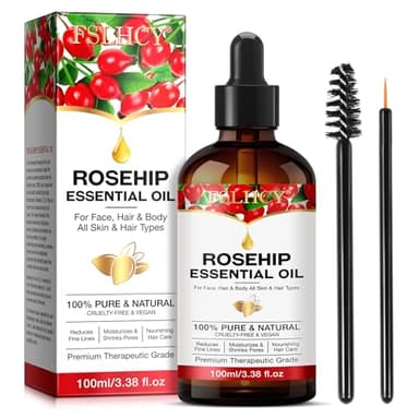 Aceite de Rosa Mosqueta Puro 100ml, Vegano Rosehip Oil para Cicatrices y Arrugas, Rostro, Cuerpo, Cabello y Manos, Antiarrugas, Hidratante
