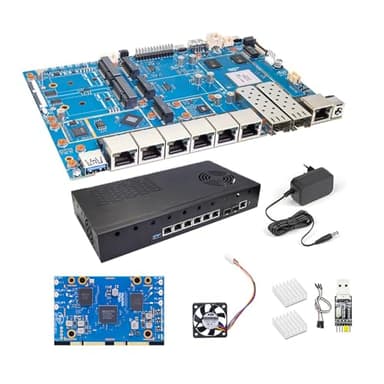 Banana Pi BPI R4 Pro WiFi 7 Router OpenWrt, MT7988A CPU 4/8GB DDR4 RAM 4X 2,5G Ethernet Port 2X 10G Fibra óptica Port Soporta 4G/5G, para Smart Home NAS Gateway Internet Service Router (KIT3,8 GB RAM)