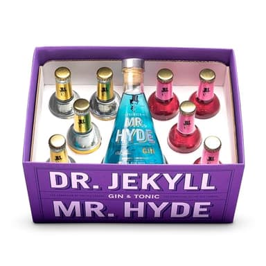 Caja Gin Tonic Dr. Jekyll & Mr. Hyde 70cl + 4 Tónicas Dr. Jekyll Clásica y 4 Original 200ml + Póster | Ginebra Premium Elaborada en España.