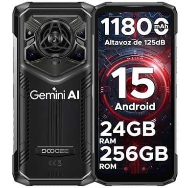 DOOGEE Blade20 Pro Telefono Movil Irrompible, Android 15 Movil Resistente 11800mAh, 24GB RAM+256GB ROM/2TB, 6.6" HD+ 90Hz, Altavoz de 125 dB, Gemini AI, Cámara 50MP+20MP+8MP, IP68IP69K/Face ID