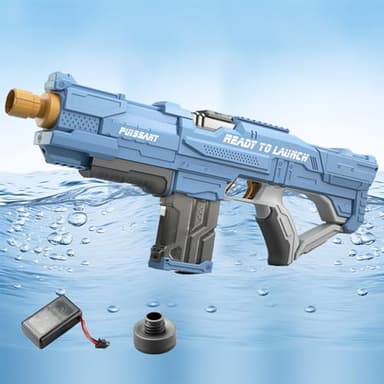 Pistola de Agua Eléctrica,Pistola de Agua de Largo Alcance con luz,Juguete de pulverización a Pilas con Tanque,para Verano Jardin Playa Piscinas Fiesta (Azul Oscuro)
