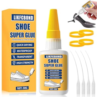 LIKFCBOND 30g Pegamento para Zapatos, Pegamento Calzado Extrafuerte, Transparentte Pegamento Suela Zapato, Profesional Shoe Glue para Reparación Calzado Deportivo y Calzado de Cuero
