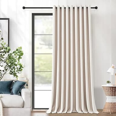 MRTREES Cortinas Separador de Ambientes Dormitorio Matrimonio Acustica 300x260 CM 1 Pieza Cortina Opaca Beige Anti Luz Termica Aislante Frio para Ventana Salon Habitacion Balcón