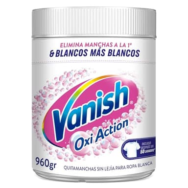 Vanish Oxi Action - Quitamanchas y Blanqueador en Polvo para Ropa Blanca, Sin Lejía - 960gr