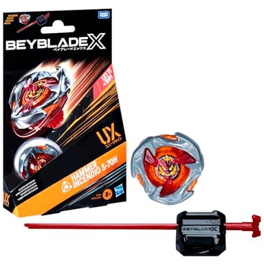 Beyblade X, Kit Inicial Hammer Incendio 3-70H UX con Top y Lanzador