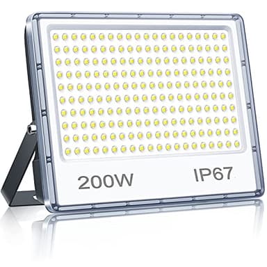 YIQIBRO 200W Focos LED Exterior, 20000LM 6500K Blanco Frío Luces LED Exterior con Transformador, IP67 Impermeable Proyector para Jardín, Terraza, Garaje, Almacén, Fábrica, Taller