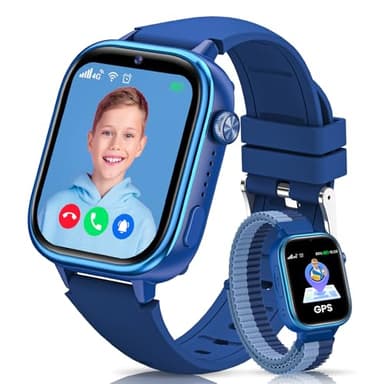 SWGOTA 4G Reloj Inteligente Niño con GPS y Teléfono, Smartwatch Niños con Videollamadas, Mensajes, Modo Escuela, SOS, IP68 Impermeable, Despertador, Podómetro - Regalo Ideal para Niños y Niñas (Azul)