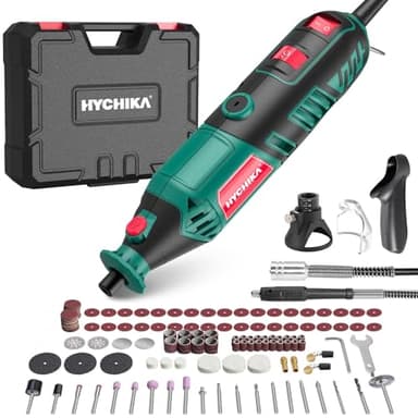 HYCHIKA 170W Herramienta Rotativa, Kit de Herramienta Rotativa de Velocidad Variable con Eje Flexible, 173pcs Kit de Accesorios y Multiherramienta de 8000-35000RPM, Perfecta para Lijar en Detalle