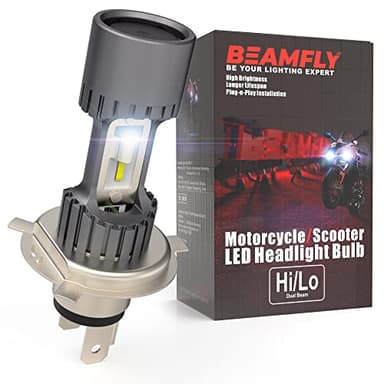 BEAMFLY Bombilla H4 LED Moto 6500LM, 9003 HB2 Faro Delantero para Scooter 12V 6000K Luz Blanca