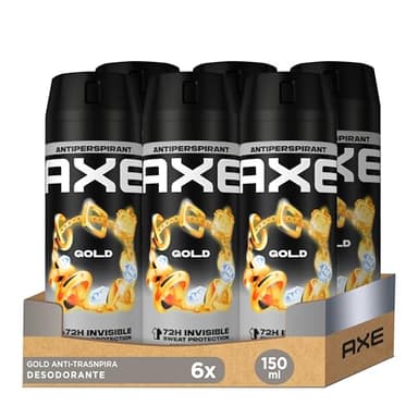 Axe Desodorante para Hombre Antitranspirante Gold 150ml - Pack de 6