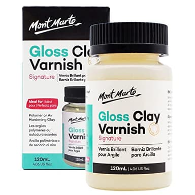 Mont Marte Barniz Arcilla Polimerica- 120ml – Barniz Brillante para Arcilla Polimérica y Arcilla Secado al aire – Barniz incoloro con efecto brillante para Cerámica