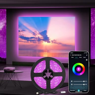Diyife Tira LED 5m RGB, [WiFi Modo] Luces LED Habitacion WiFi Inteligente Funciona con Voz Inteligente y App, Múltiples Modos de Escena y Sincronización de Música para el Hogar, TV, Fiesta