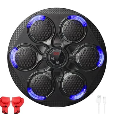 Máquina de Boxeo Musical, Bluetooth Music Boxing Machine Adultos con Guantes de Boxeo, 9 Velocidades Ajustables, Maquina Musica Boxeo Electrónico LED, Boxeo de Pared de Música para Adultos