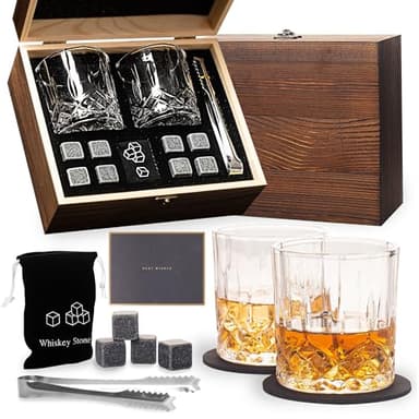 Juego de regalo de vasos de whisky, regalos de cumpleaños para hombres 30, 40, 50, 60, juego de vasos de whisky para regalos de Acción de Gracias, San Valentín, aniversario, Navidad, para hombres