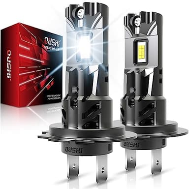 OUSHI Bombillas H7 LED Coche, 30000LM 80W 500% Luminosidad 6000K Blanca Xenon 1:1 Mini Tamaño No Requiere Adaptador Plug and Play Bombillas LED H7 Canbus, 2 Piezas