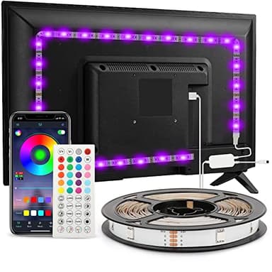 Enteenly Tira LED TV 3 Metros, Luces LED Retroiluminación de TV RGB 5050 LED USB con Aplicación y Control Remoto para TV de 40–65 Pulgadas, Cine en Casa, Dormitorio