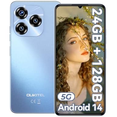 OUKITEL C50 5G Telefonos Moviles Libres Telefono Movil Android 14 Smartphone 24GB +128GB/1TB Pantalla Grande Movil 6.8" HD 5150mAh Cámara 50MP Dual SIM Face ID/Fingerprint/GPS/OTG