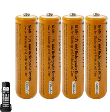 Pilas Rerecargables para Panasonic Teléfonos Inalámbricos 550mAh 1.2V AAA Ni-MH Baterías Recargables para Gigaset Teléfonos Inalámbricos (4 Piezas)