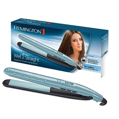 Remington Plancha de Pelo Wet 2 Straight, Cabello Seco y Húmedo, Placas Flotantes Extralargas, Cerámica Avanzada Antiencrespamiento, 10 Temperaturas hasta 230°C, Función Turbo, Digital, S7300