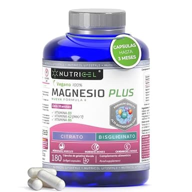 Citrato de magnesio 1051mg + bisglicinato de magnesio 400mg - Reduce Cansancio y Fatiga, Alivia Dolor Articulaciones y Músculos, Alta Biodisponibilidad | 180 Cápsulas