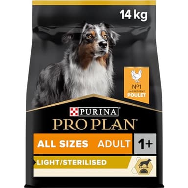 Purina Pro Plan Sterilized, Light, Pienso para Perro Adulto Esterilizado, Light, Control de Peso, comida seca con pollo, 1 saco de 14kg