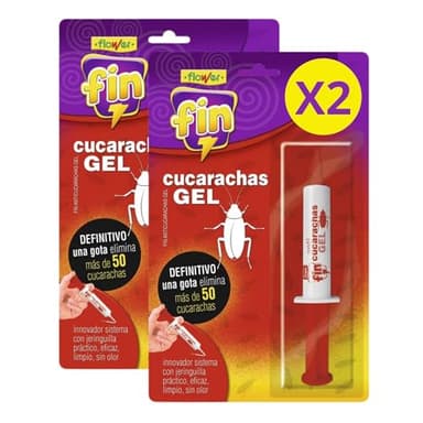 FLOWER x2 Insecticida Anti Cucarachas Formato Jeringa 10 gr | Jeringuilla Anticucarachas Eficaz Elimina y Mata Cucaracha | Gel Atrayante y Duradero | Interior y Exterior | Aplicación Fácil y Segura