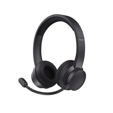 Trust Roha II Cascos Inalámbricos Bluetooth con Micrófono Cancelación de Ruido ENC, 85% Plástico Reciclado, Auriculares Inalámbricos Recargable On Ear para Ordenador Portátil Teams, Negro