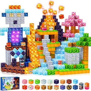 COOLJOYA Bloques Magneticos Construccion Niños, 150 Piezas Construcciones Magneticas Niños,Piezas Magneticas, Juguete Creativo Montessori para 3 4 5 6 7 8 9 10 Años Halloween