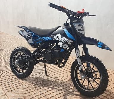 Indalchess Minimoto Gasolina 49cc niños de 3 a 9 años, Negra-Azul