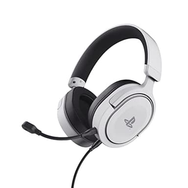 GXTrust 498W Forta Cascos PS5 / PS4 Sostenibles, Licencia Oficial para PlayStation 5, Diadema Regulable, Micrófono Extraíble, Auriculares Gaming, Cable de 1.2 m, Blanco