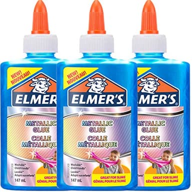 Elmer's pegamento de PVA metalizado, ideal para hacer slime, lavable, azul, 147 ml, 3 unidad