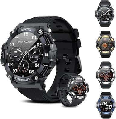 Qinux TitanPG – Smartwatch Táctico Militar Resistente, Sumergible en Agua, Más de 25 Funciones, Resistente a Golpes y Condiciones Extremas (Azul)