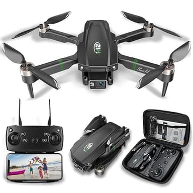 Drones con Camara 1080P Adultos, Dron para Adultos/Niños 1080P Quadcopter RC Drones Plegable, Vídeo en directo con drones FPV, Aterriza con Un Clic, 3D Flip. Regalos para Niñas/Niños, 3 Baterías