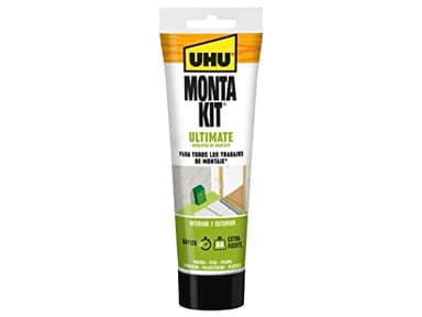 UHU Monta Kit Ultimate, Adhesivo de Montaje Extrafuerte, Pegamento Fuerte Para Todo Sin Disolventes, Blanco, 165g