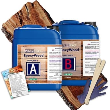 Resin Pro EPOXYWOOD 7,5 Kg Resina Epoxi para Madera - Resina para Revestimiento de Protección, Restauración, Refuerzo para Madera, Fibra de Vidrio y Metal
