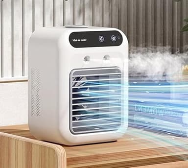 Aire Acondicionado Portatil Silencioso, 2 Velocidades,2 Modos, Enfriador De Aire Con Doble PulverizacióN, Pequeño Aire Acondicionado Móvil, Recargable Por USB, Para Coche, Oficina, Viajes
