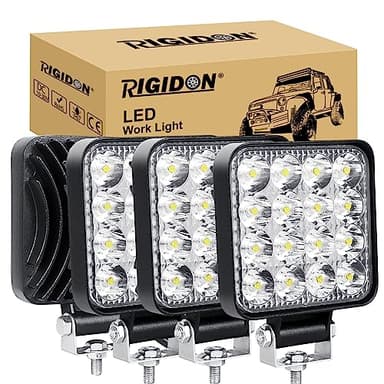RIGIDON 4 Pcs Faro de trabajo rectangular, 3.3 pulgadas mini 48W, Spot lámpara trabajo led para off road camión coche ATV 4x4 tractor moto, Exterior foco led 12v 24v spotlights faros antiniebla