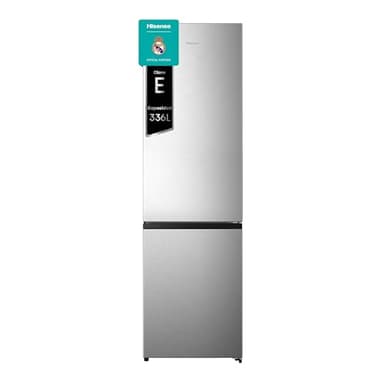 Hisense RB440N4BCE - Frigorífico Combi, Eficiente Clase E, Capacidad 336 L con 200 cm Alto, Super Freeze, Botellero, Puerta Reversible, Silencioso 39dB, Color Inox