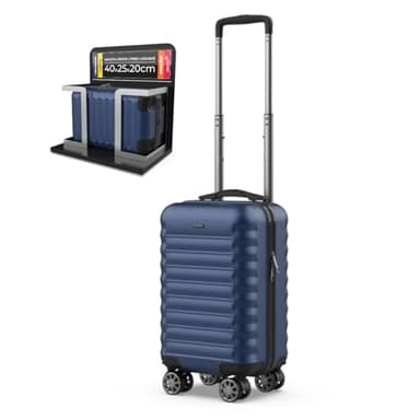 NUMADA- Maleta de Viaje Cabina 40x25x20cm (20L) Upfly Underseat 16 XXS con Ruedas Desmontables. Maleta Cabina ABS Ideal como Equipaje de Mano para Ryanair, Vueling o Easyjet | Azul Marino